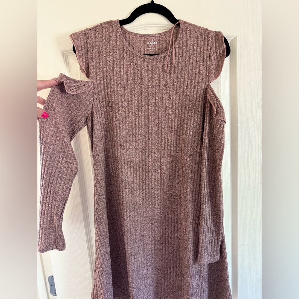 Alya Heathered Mauve Ribbed Knit Top